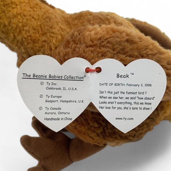 TY Beanie Babies "Beak" The Kiwi Bird 8" Plush Toy Collectible 1998 NWT - Picture 2 of 6